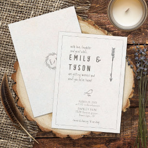 Rustic Boho Bröllop ID1109 Inbjudningar