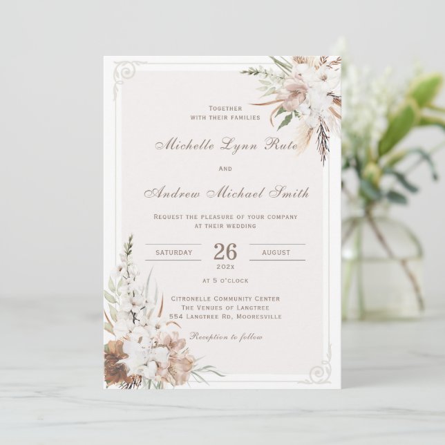Rustic Boho Bröllop Printable Inbjudningar (Stående Fram)