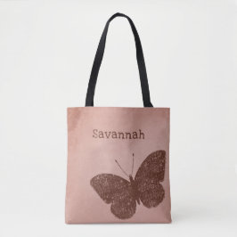 Rustic Boho Brown Butterfly Tote Tygkasse