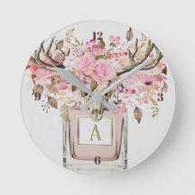 Rustic Boho Bull Skull Blommigt Monogram Chic