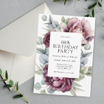 Rustic Boho Burgundy Plum Blommigt 60:e födelsedag Inbjudningar<br><div class="desc">En ultrafeminin boho 60:e födelsedagsfest inbjudan-design som fångar kärnan av rustik elegans med dess rikliga visning av peonier och ro när det gäller att harmonisera djup burgundi, plommon och dammig rosa med efterföljande eukalyptus grey. Det feminina botaniska inslagen dyker upp med stil och är sofistikerat. Anpassa textmallen med din händelseinformation....</div>