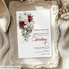 Rustic Boho Burgundy White Wedding Card Inbjudningar