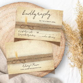 Rustic Boho Burlap Eco Wood Pampass Grass Bröllop OSA Kort