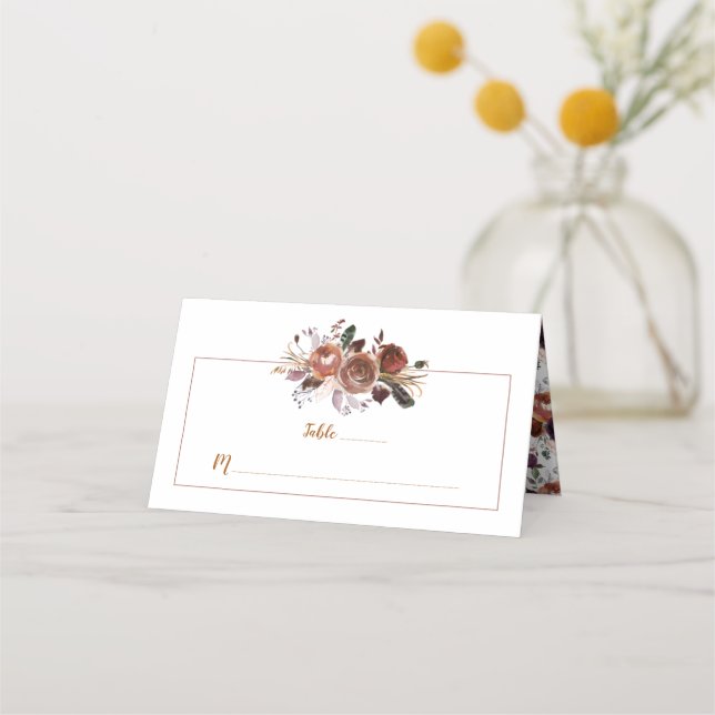 Rustic Boho Butter Rum Rust Place Card Placeringskort (Framsida)