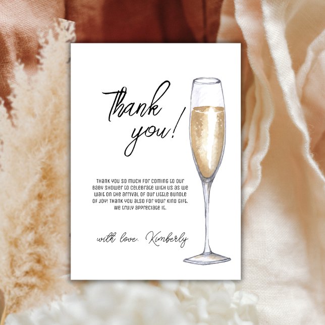 Rustic Boho Champagne Brunch BubLY Baby Shower Tack Kort (Rustic Boho Champagne Brunch Bubbly Baby Shower Thank You Card)