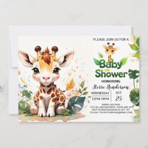 Rustic Boho Charm Giraffe Baby Shower Inbjudningar