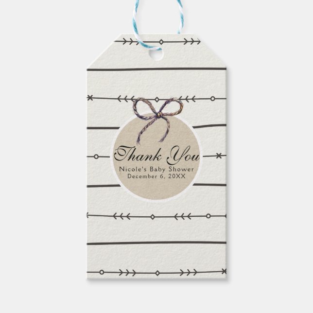 Rustic Boho Chic Baby Shower Modern Kraft Favor Presentetikett (Framsidan)