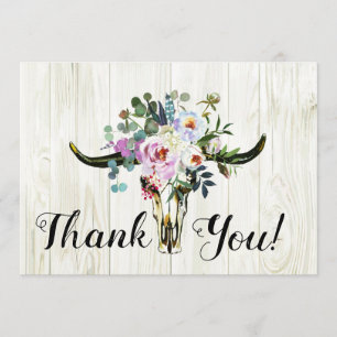 Rustic Boho Chic Blommigt Longhorn Skull Tack Kort