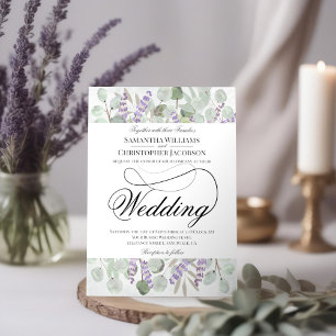 Rustic Boho Chic Eucalyptus & Lavender Bröllop Inbjudningar