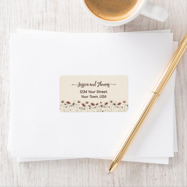 Rustic Boho Chic Wildblommor Bröllop Adress Adressetikett (Insitu)