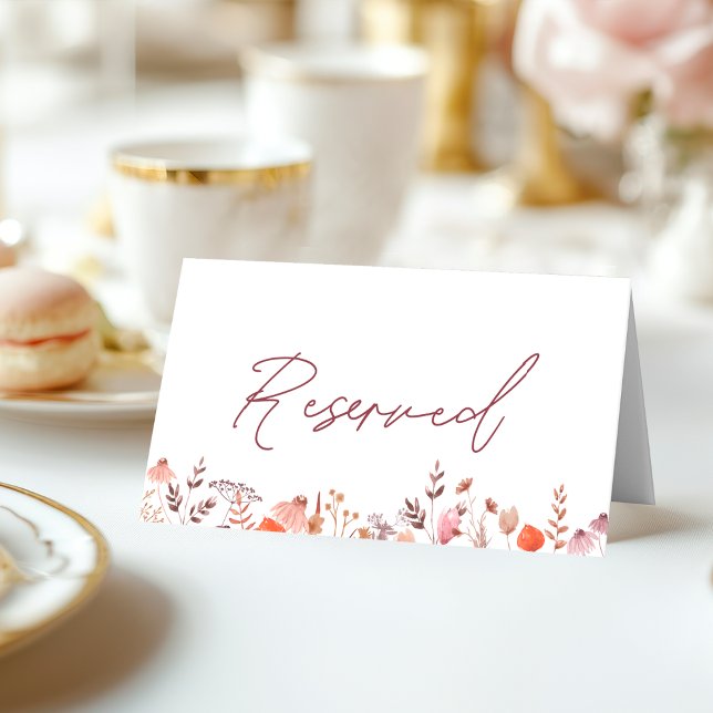 Rustic Boho Chic Wildblommor Bröllop Reserved Placeringskort (Skapare uppladdad)