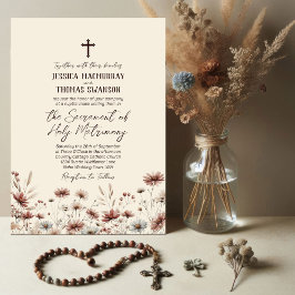 Rustic Boho Chic Wildblommor Catholik Bröllop Inbjudningar