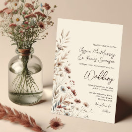 Rustic Boho Chic Wildblommor Elegant bröllop Inbjudningar