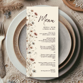 Rustic Boho Chic Wildblommor Elegant bröllop Meny