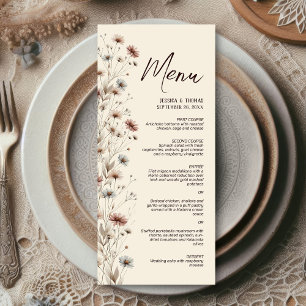 Rustic Boho Chic Wildblommor Elegant bröllop Meny