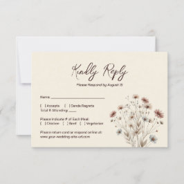 Rustic Boho Chic Wildblomsimple Bröllop OSA Kort