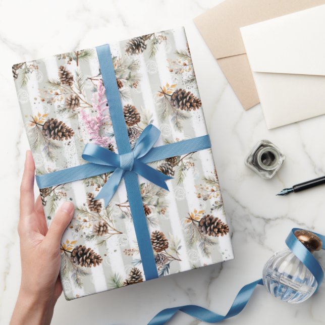 Rustic Boho Christmas Pine Farmhouse Pattern  Presentpapper (Gifting)