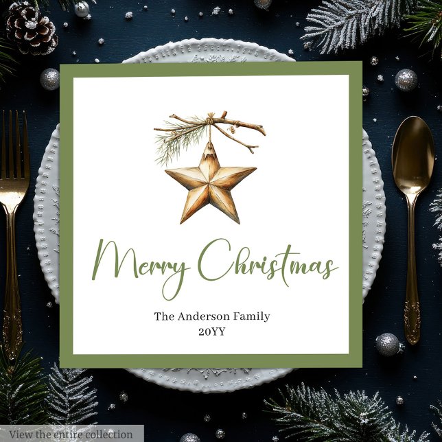 Rustic Boho Christmas Scene Watercolor Dinner  Pappersservett (Rustic Boho Christmas Scene Watercolor Dinner Napkins)