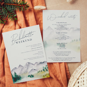Rustic boho Colorado bergbachelorette helg Inbjudningar