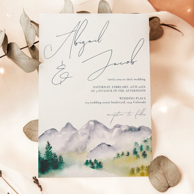 Rustic boho Colorado-destinationsbröllop Inbjudningar (Rustic boho Colorado mountain destination wedding Invitation)