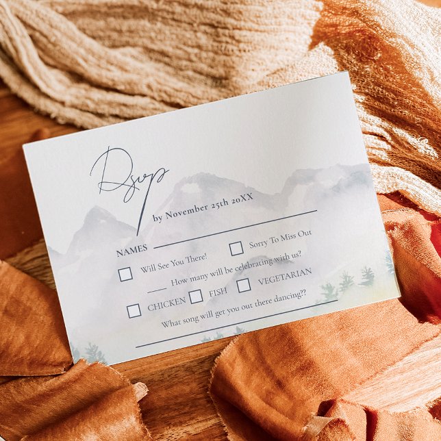 Rustic boho Colorado-destinationsbröllop OSA Kort (Rustic boho Colorado mountain destination wedding RSVP Card)