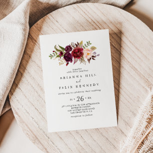 Rustic Boho Colorful Blommigt Avslappnad Bröllop Inbjudningar