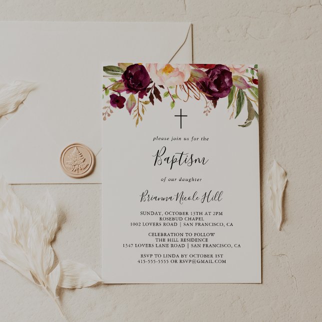 Rustic Boho Colorful Blommigt Baptism Inbjudningar (Skapare uppladdad)