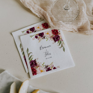 Rustic Boho Colorful Blommigt Bröllop Napkin Pappersservett