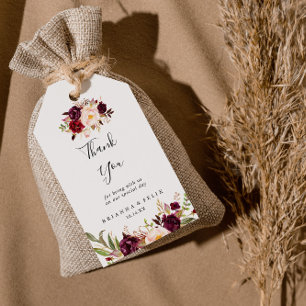 Rustic Boho Colorful Blommigt Bröllop Tack Presentetikett