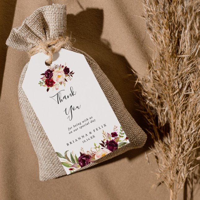 Rustic Boho Colorful Blommigt Bröllop Tack Presentetikett (Skapare uppladdad)