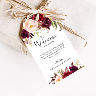 Rustic Boho Colorful Blommigt Bröllop Välkommen Presentetikett