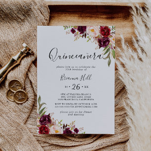 Rustic Boho Colorful Blommigt Quinceañera Inbjudningar