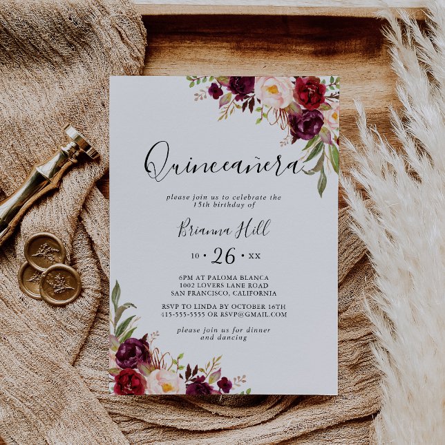 Rustic Boho Colorful Blommigt Quinceañera Inbjudningar (Skapare uppladdad)