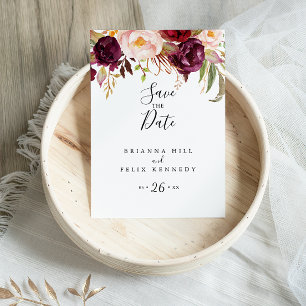 Rustic Boho Colorful Blommigt Spara datum Vykort