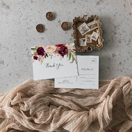 Rustic Boho Colorful Blommigt Tack Vykort