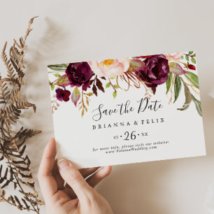 Rustic Boho Colorful Blommigt Vågrät Bröllop Spara Datumet