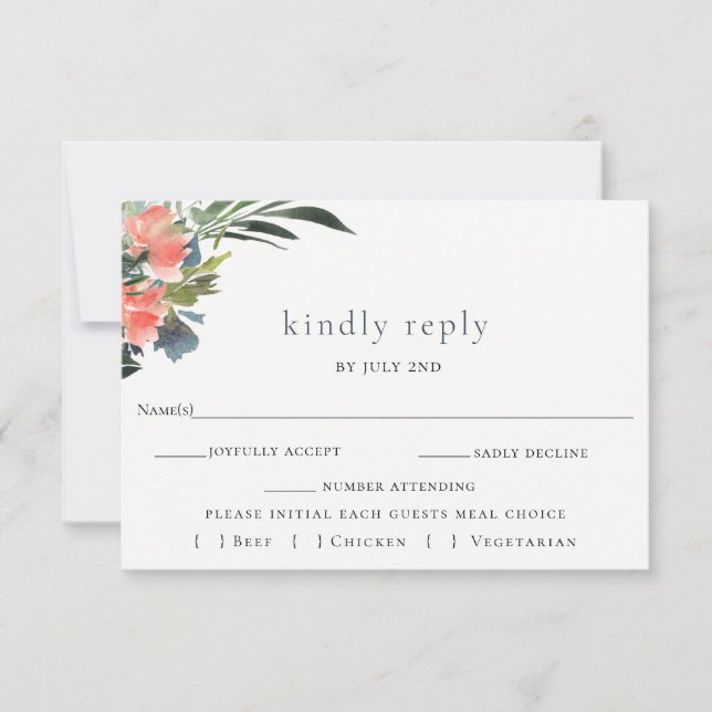 Rustic Boho Coral Botanical Bröllop OSA Card (Framsida)