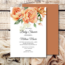 Rustic Boho Coral Peach Flowers Greenery Inbjudningar