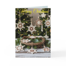 Rustic Boho Crochet Snowflake jul Hälsning