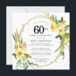 Rustic Boho Daffodil 60:e födelsedag Party Inbjudningar<br><div class="desc">Den vackra blommigten i vår har arrangemanga egenskaper som gult och vita daffodiller som dekorerar ett rustiskt ram. Den berömda grönmannen och daffodil härmar ge den moderna boho vibe. Baksidan av 60-årsmiddagsinbjudan är en strålande solig gult. Perfektens val för en vår-födelsedagsfest.</div>