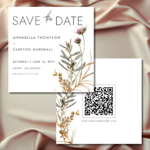 Rustic Boho delikat Fall Wildblomma Bröllop Spara Datumet