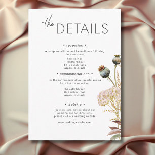 Rustic Boho delikat Fall Wildblomma Bröllop Tilläggskort