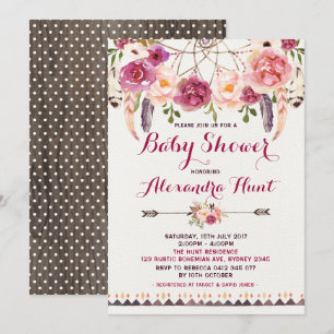 Rustic Boho Dreamcatcher Baby Shower-inbjudan Inbjudningar