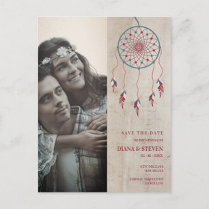 Rustic Boho Dreamcatcher Photo Couple Förlovning Vykort