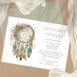 Rustic Boho Dreamcatcher Sage Bohemian Baby Shower Inbjudningar