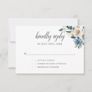 Rustic Boho Dusty Blåa blommor Bröllop OSA Kort