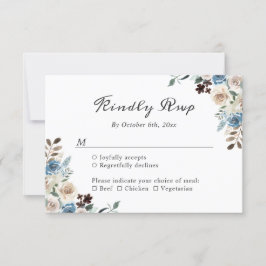 Rustic Boho Dusty Blue Blommigt Bröllop OSA Kort