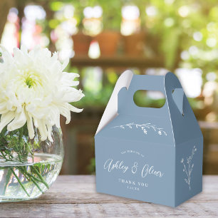 Rustic Boho Dusty Blue Wildblomma Bröllop Presentaskar