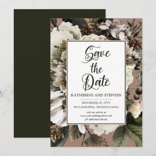 Rustic Boho Dusty Rosa Blommigt Bouquet Spara Datumet