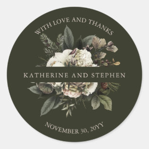 Rustic Boho Dusty Rosa Blommigt Bröllop Tack C Runt Klistermärke